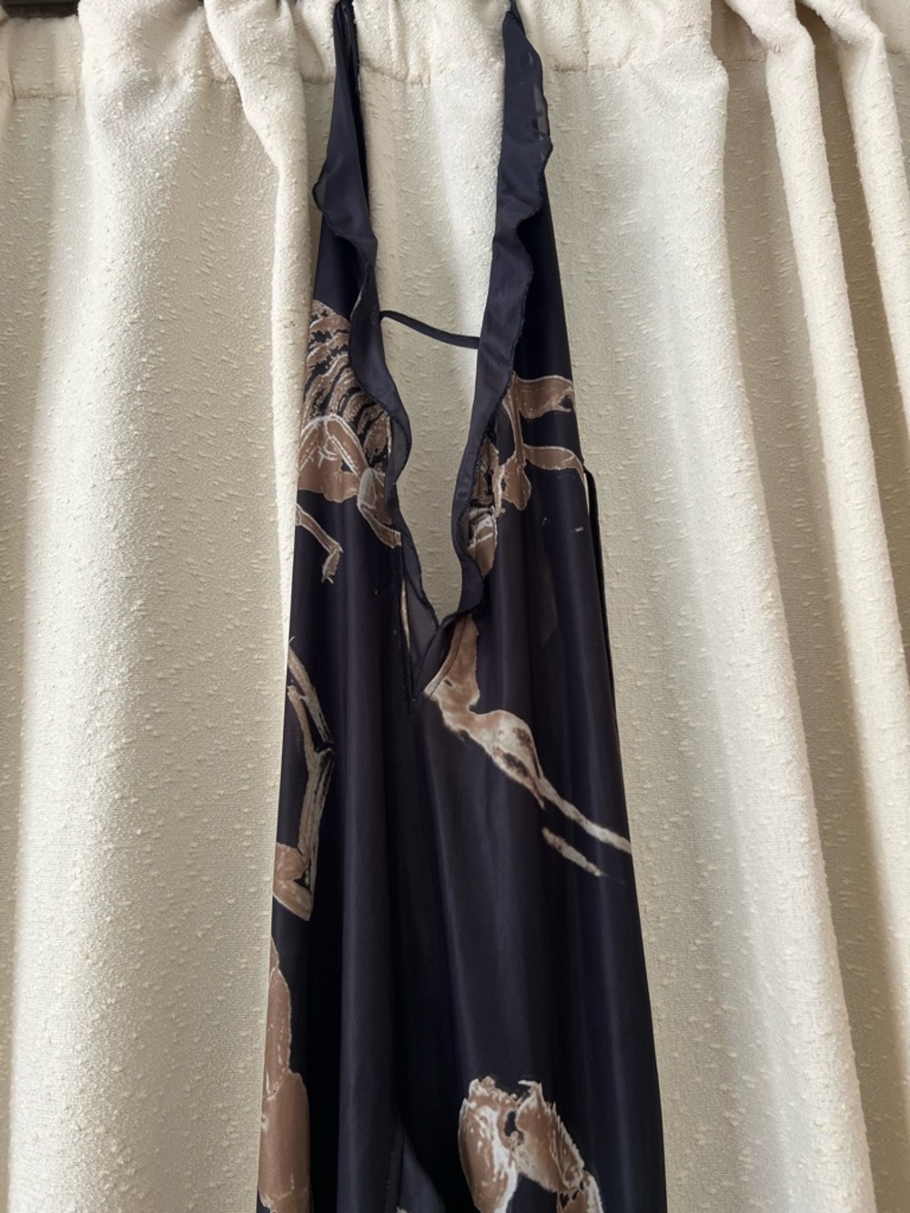 Black Maxi Dress with Brown Floral Print - Picture 5 of 6